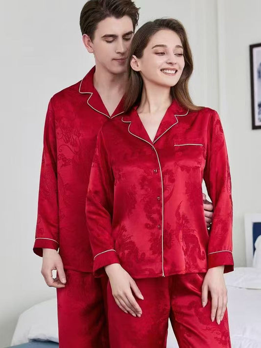Red Mulberry Silk Pajama--- Couple pairs for wedding