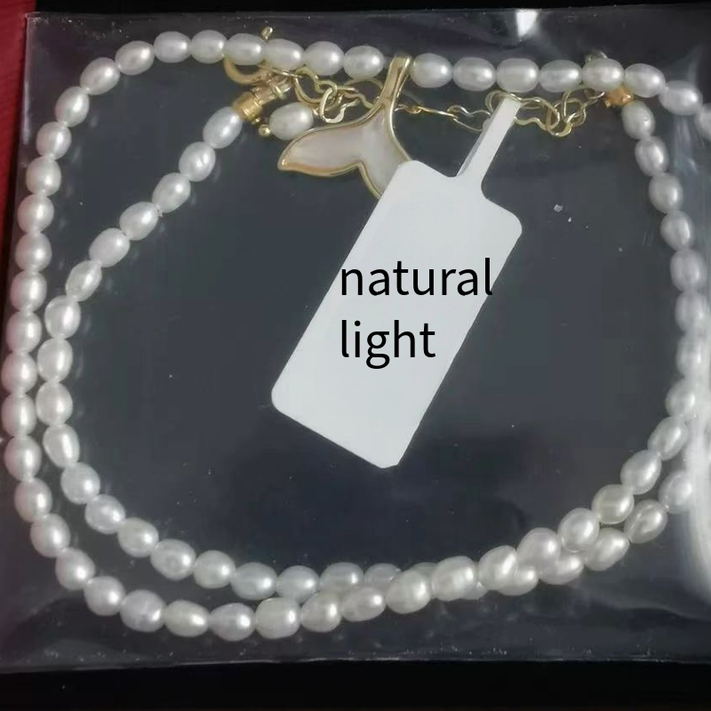 Natural Rice-Shaped Pearl Fishtail Necklace (14k gold plated)