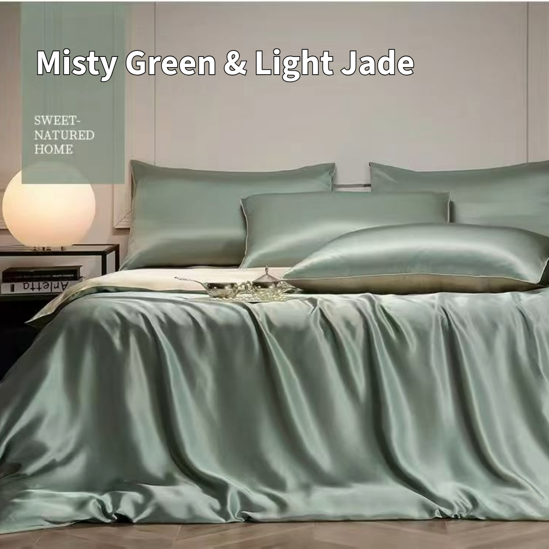 Dual-color high value Mulberry Silk Bedding Set---Double size 4 pieces