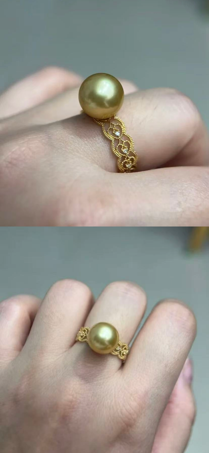 Gold pearl ring