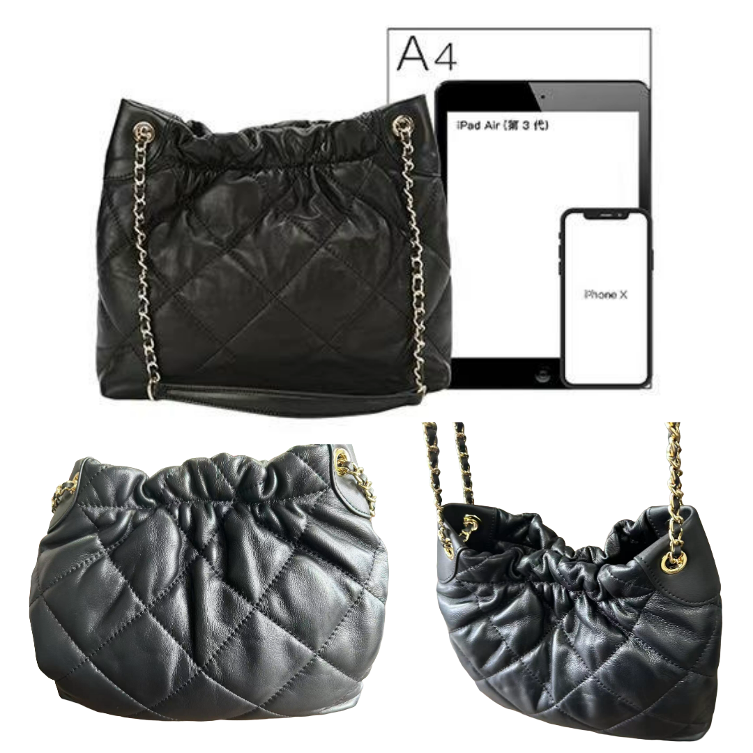 Black chain-strap bag in sheepskin