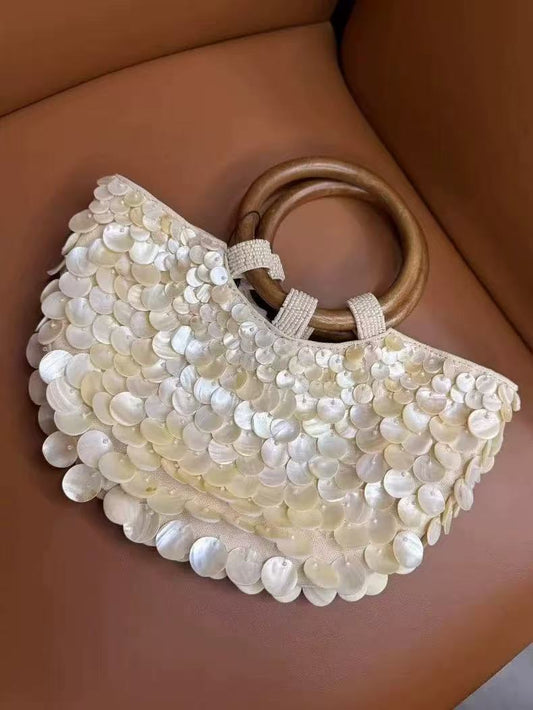 Handmade natural shell pieces handbag