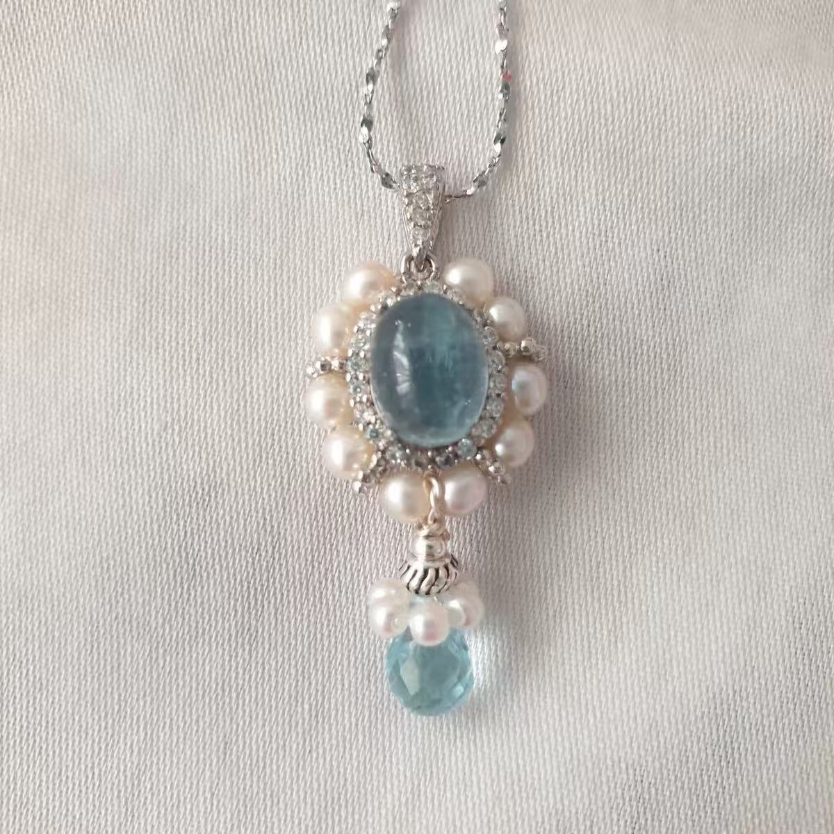Blue Topaz Pendant Necklace