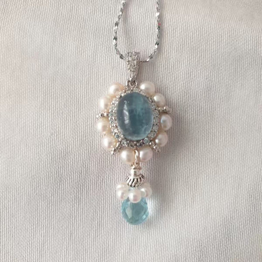 Blue Topaz Pendant Necklace