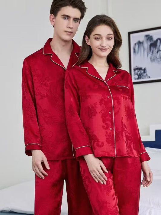 Red Mulberry Silk Pajama--- Couple pairs for wedding