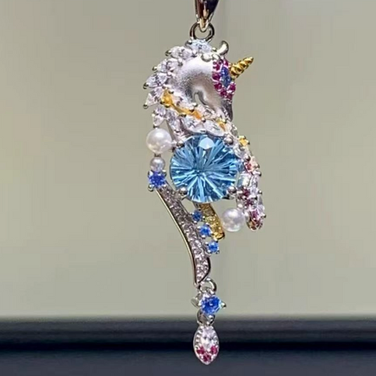 Colorful Crystal Unicorn Pendant