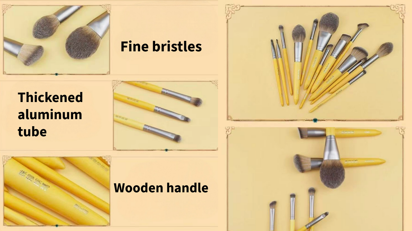 Wooden makeup brush set--10 brushes