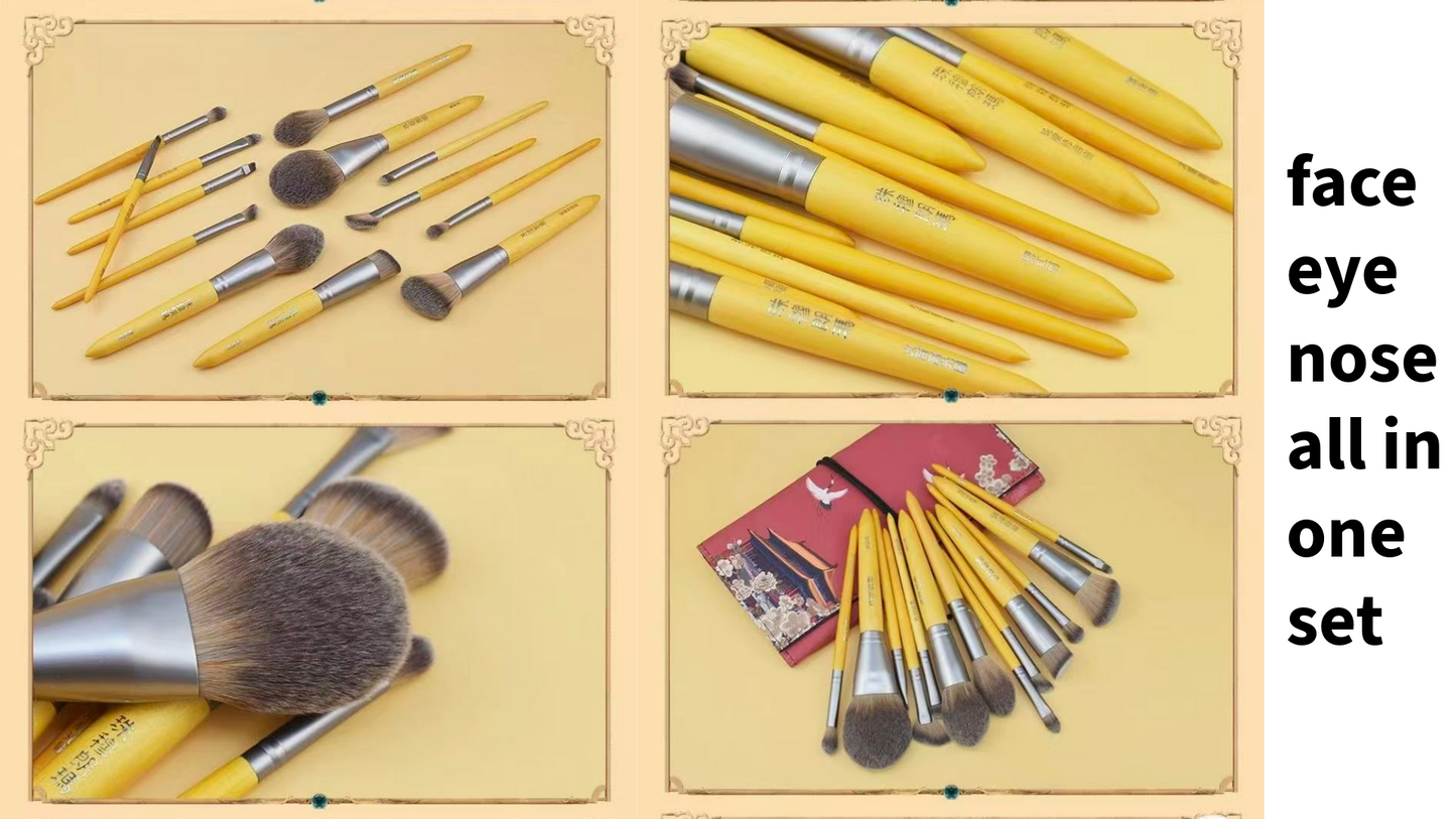 Wooden makeup brush set--10 brushes