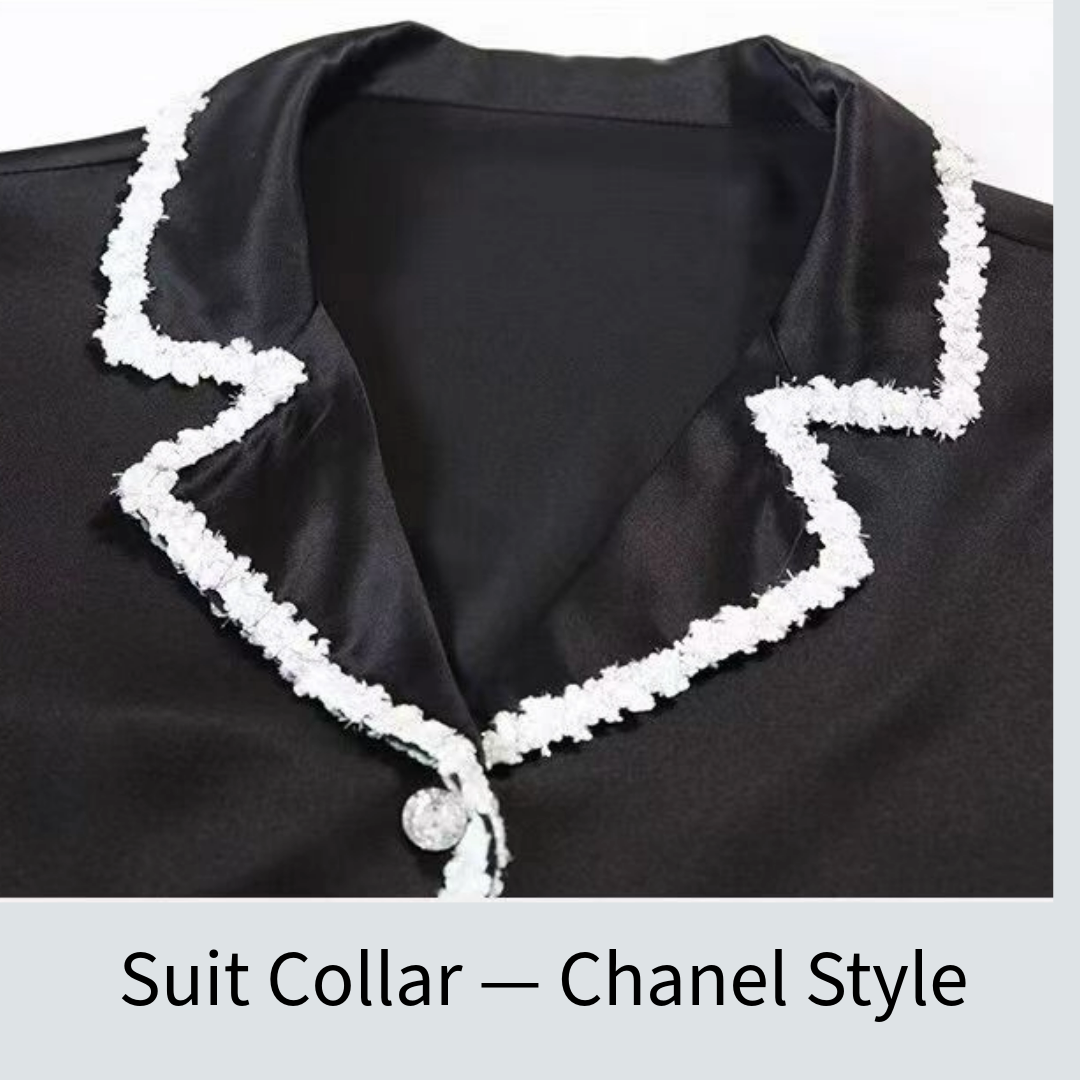 Famale Mulberry Silk Pajama -- Black + white border