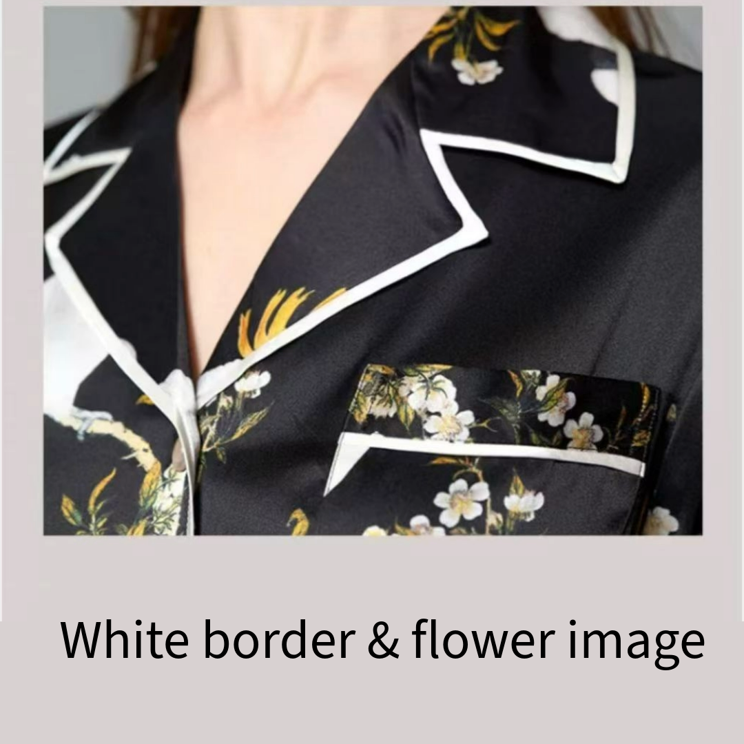 Famale Mulberry Pajama ---Black + blossom flower