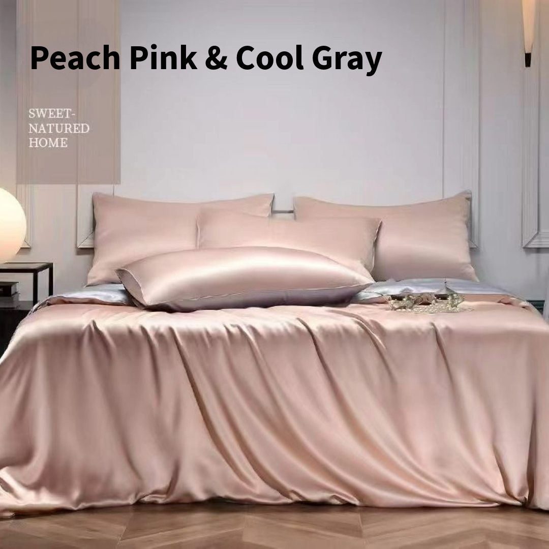 Dual-color high value Mulberry Silk Bedding Set---Double size 4 pieces