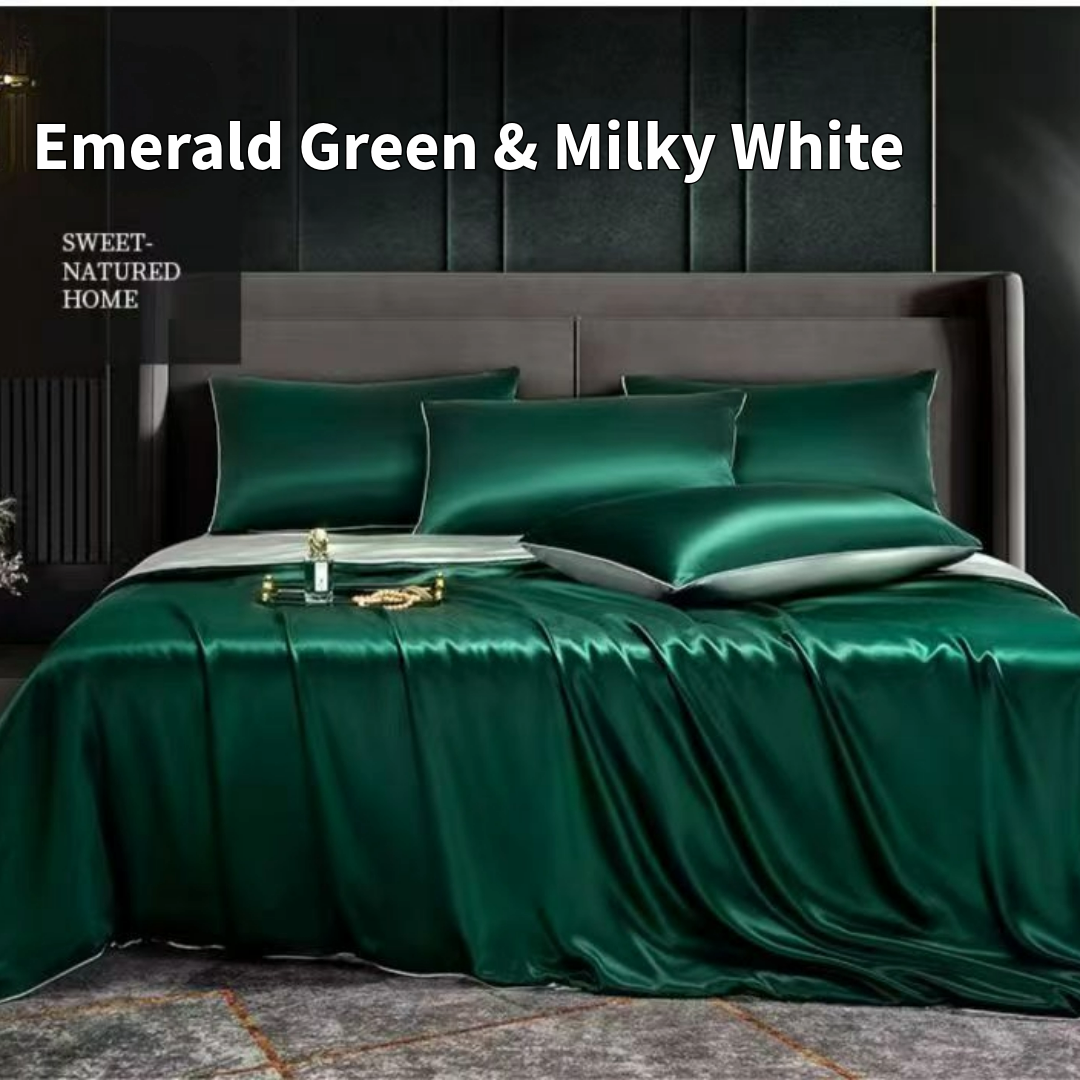 Dual-color high value Mulberry Silk Bedding Set---Double size 4 pieces