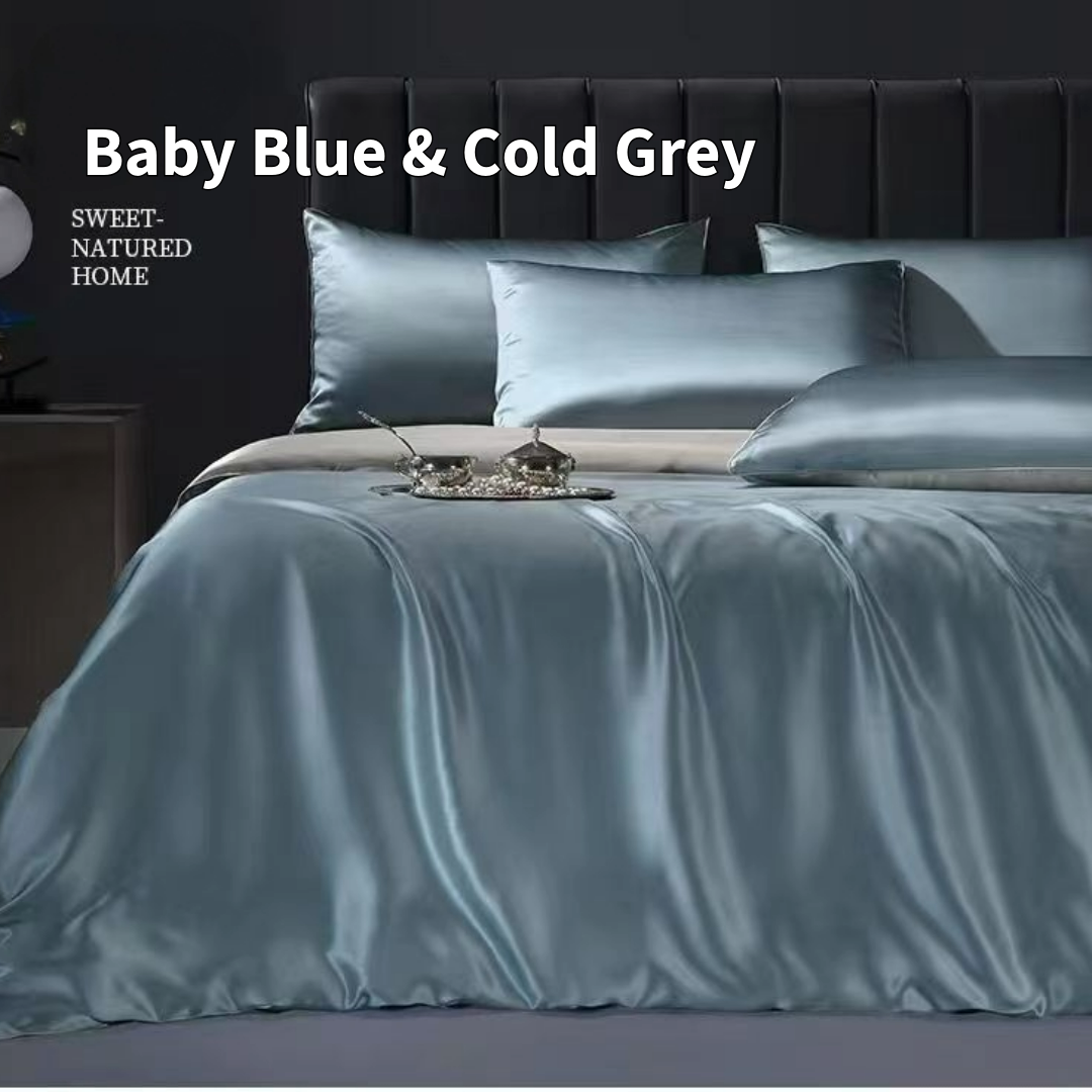 Dual-color high value Mulberry Silk Bedding Set---Double size 4 pieces