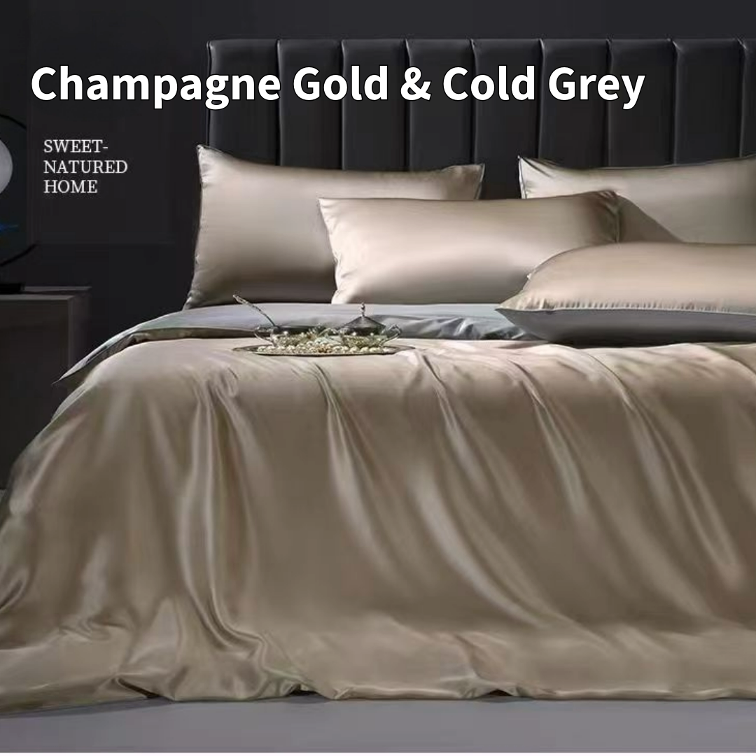 Dual-color high value Mulberry Silk Bedding Set---Double size 4 pieces