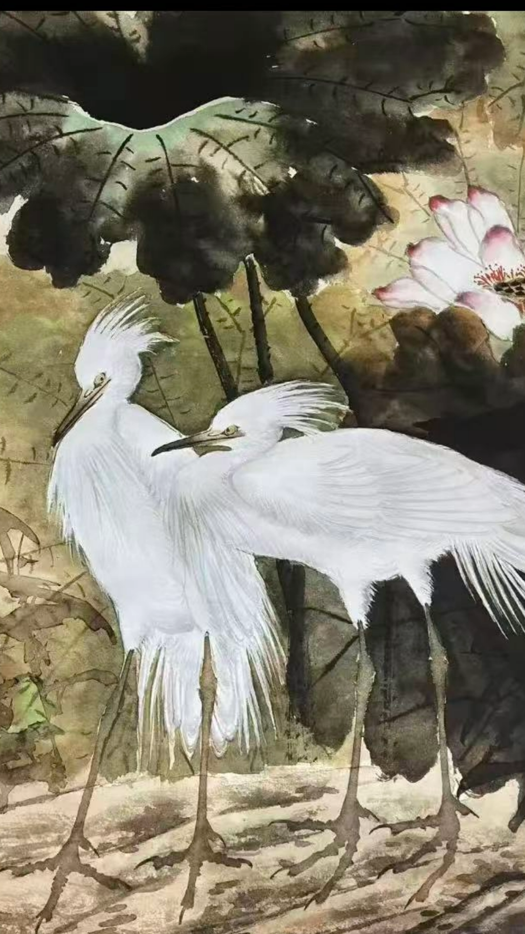 Hand-painted Chinese artworks---Auspicious omens brought by birds 140cm