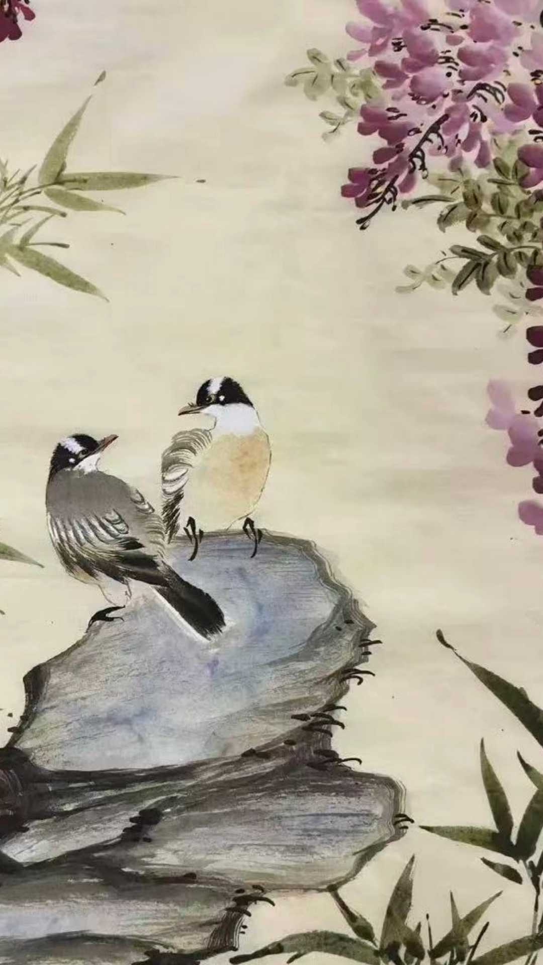 Hand-painted Chinese artworks---Wisteria brings blessings