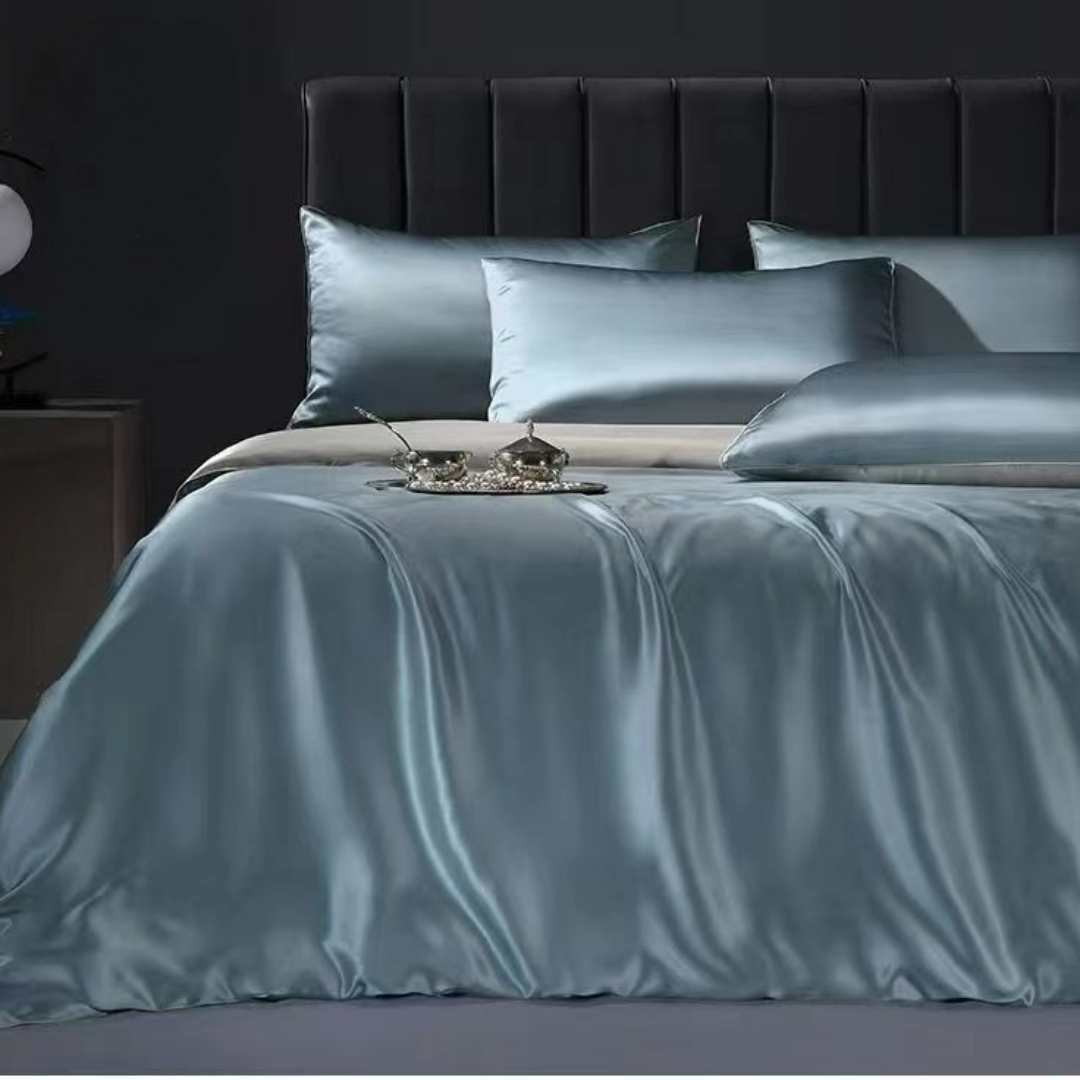 Dual-color high value Mulberry Silk Bedding Set---Double size 4 pieces