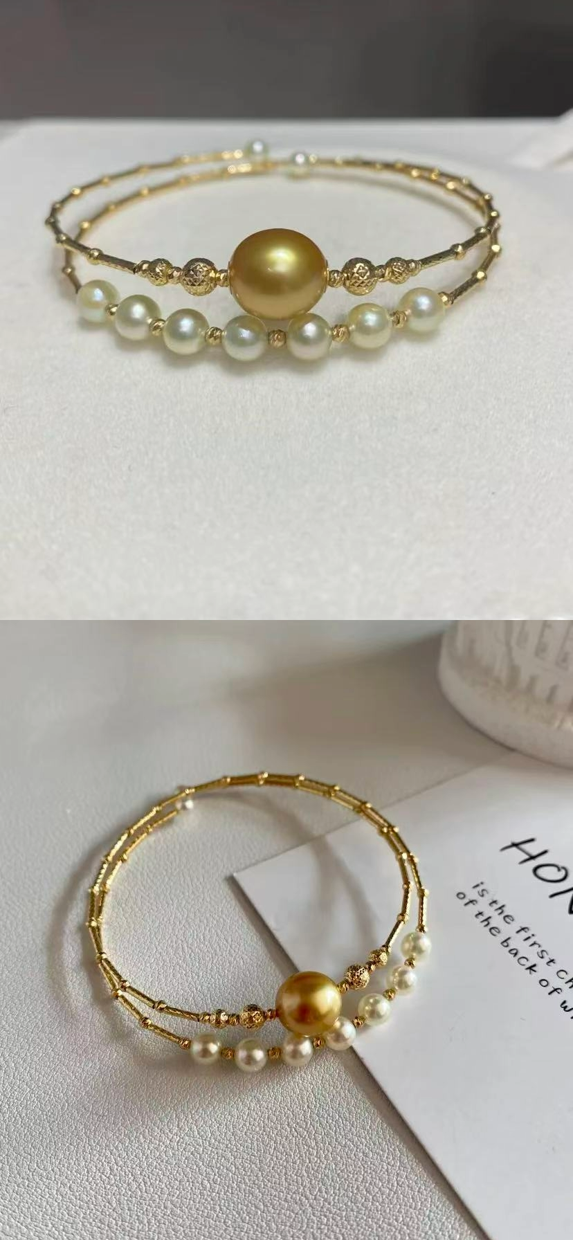 Gold pearls double-layer bracelet