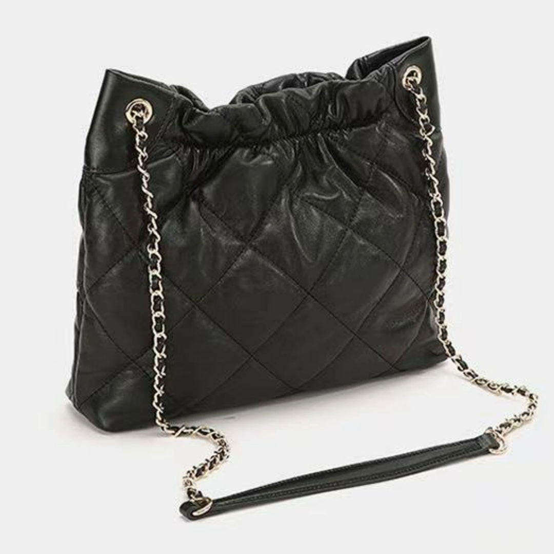 Black chain-strap bag in sheepskin