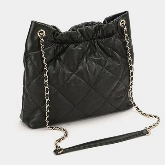Black chain-strap bag in sheepskin