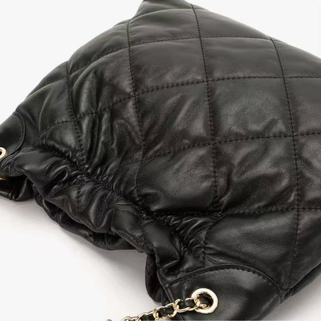 Black chain-strap bag in sheepskin