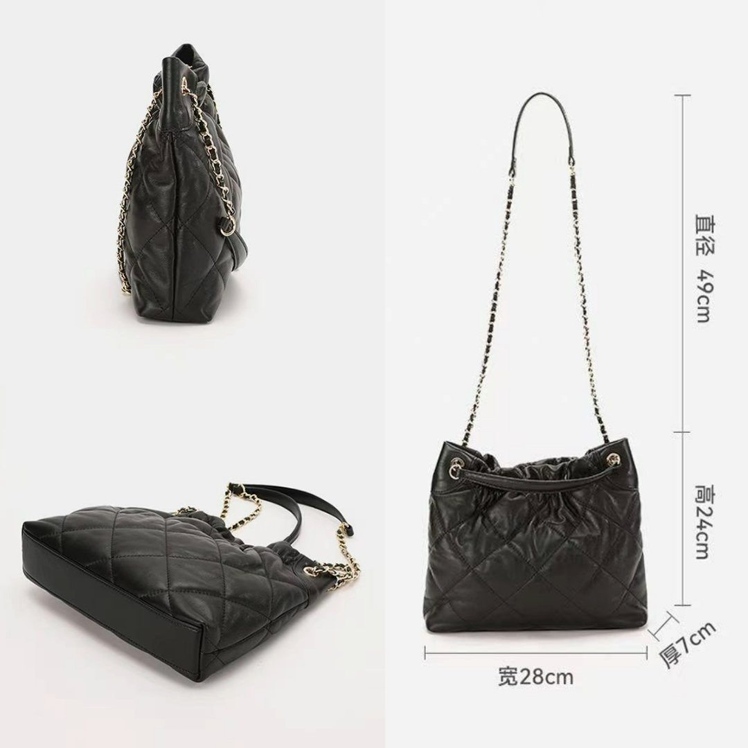 Black chain-strap bag in sheepskin