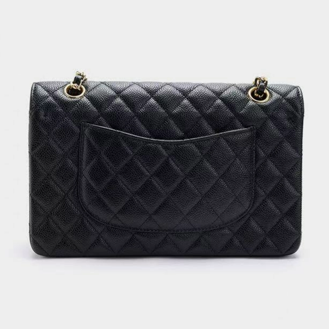 Caviar-patterned leather chain bag