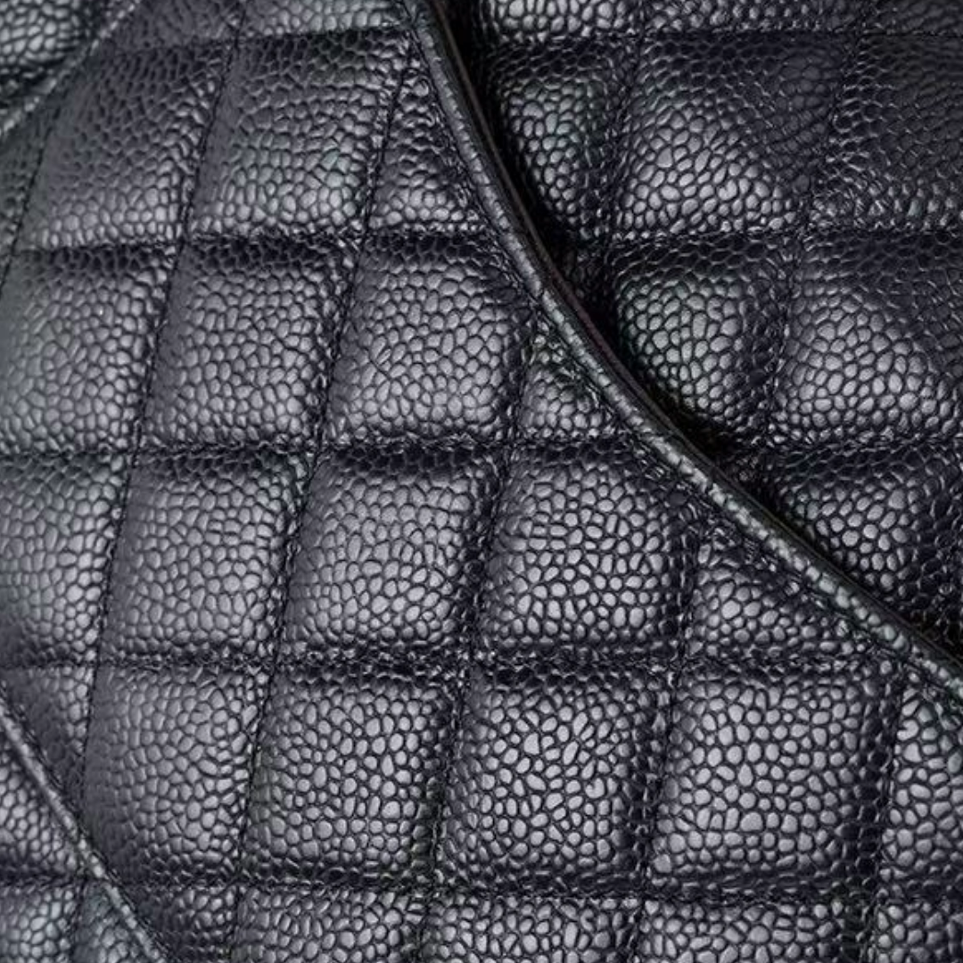 Caviar-patterned leather chain bag