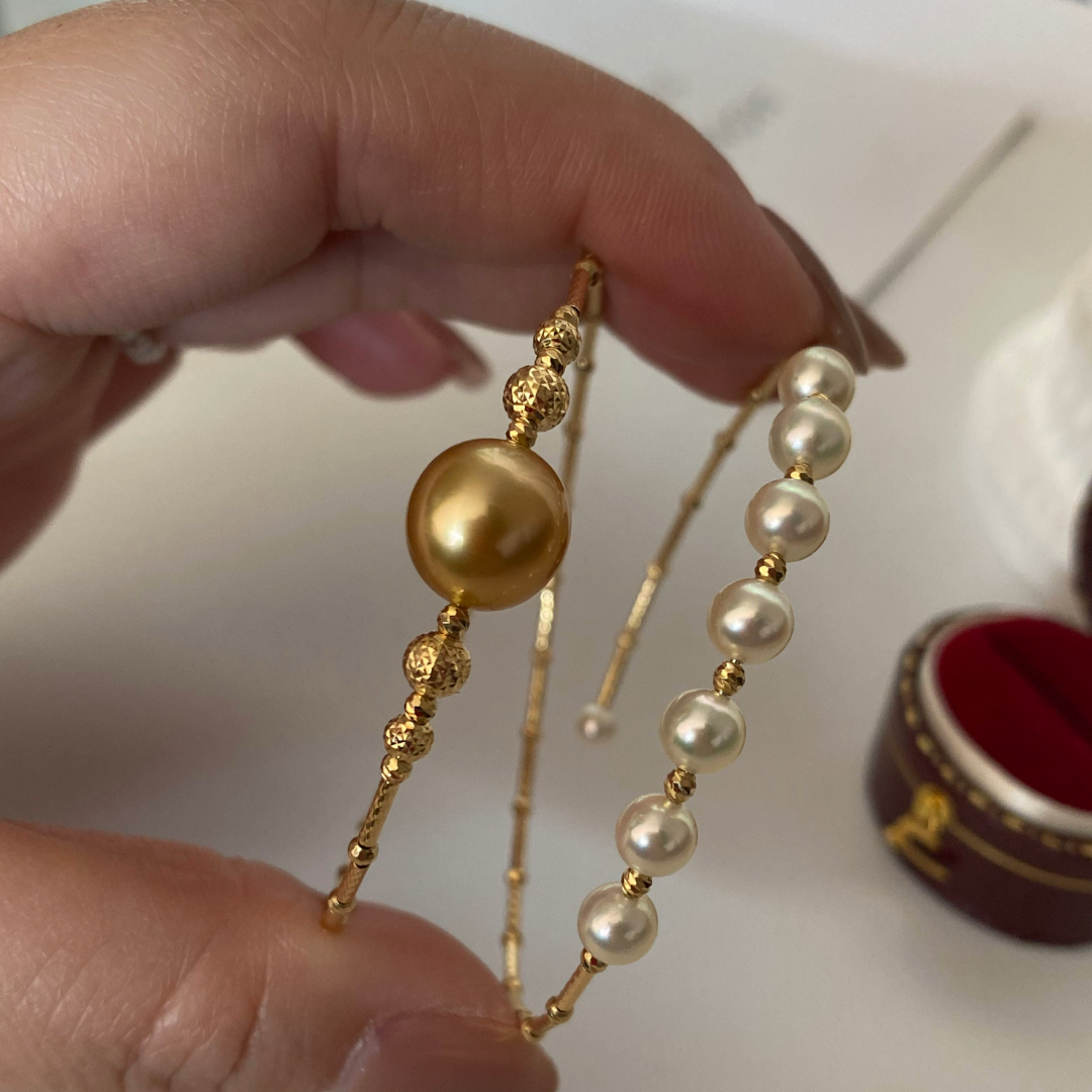 Gold pearls double-layer bracelet
