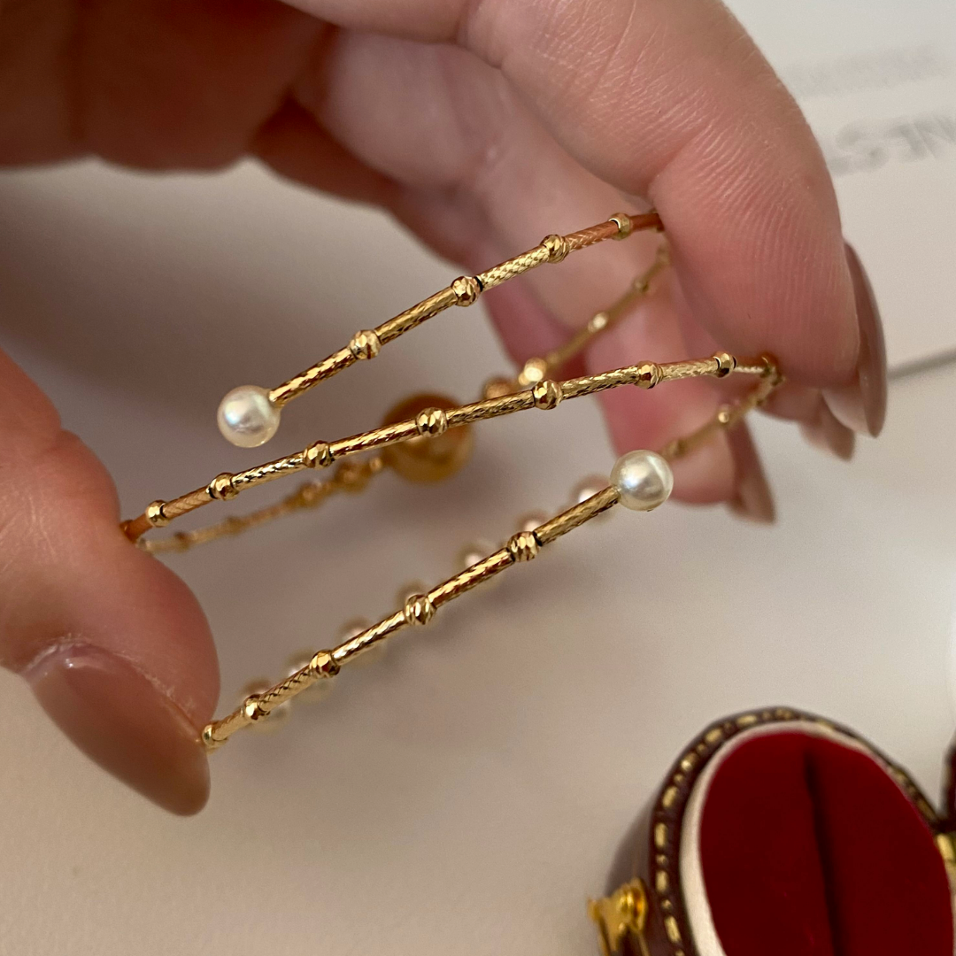 Gold pearls double-layer bracelet