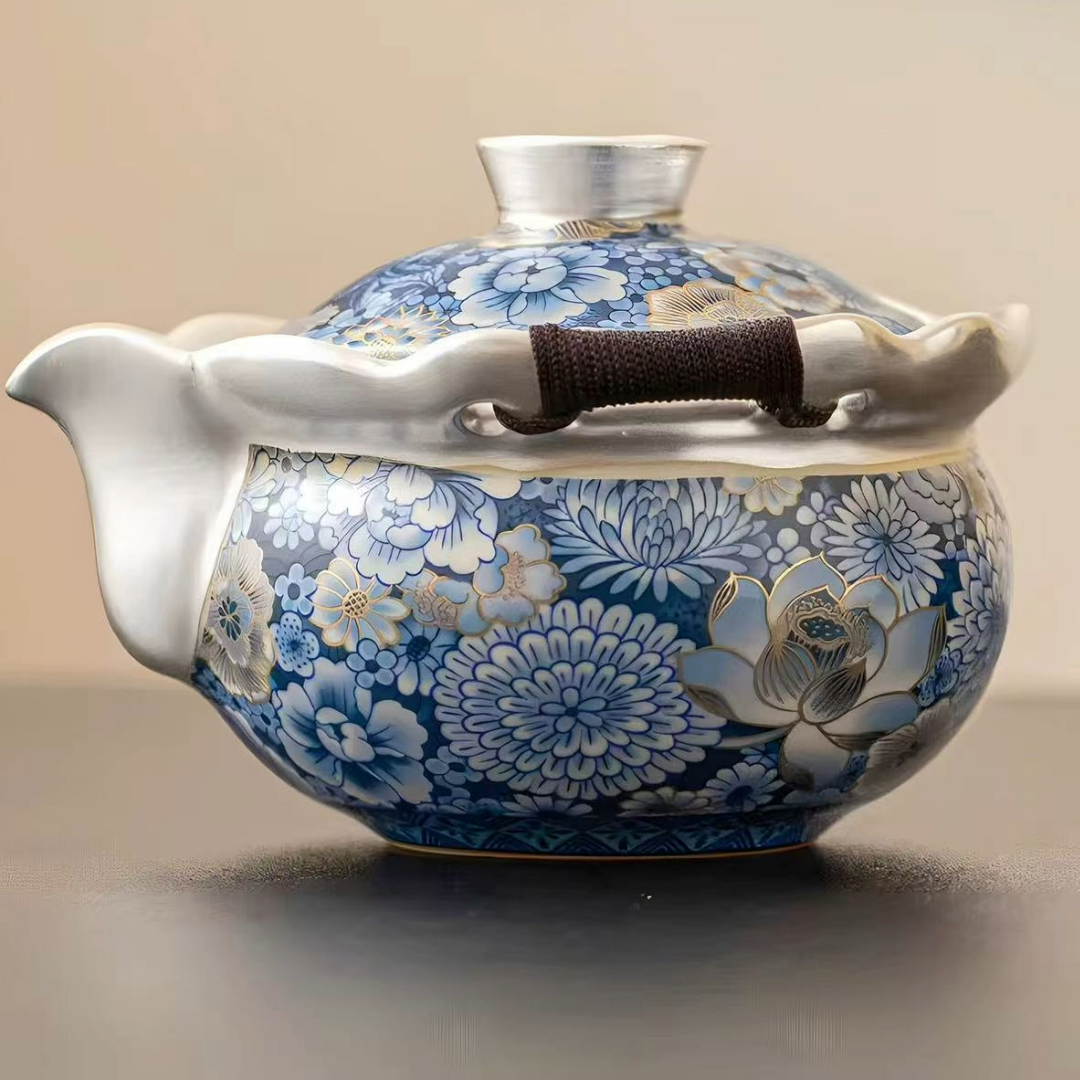 Antique-Style Silver-Plated Ceramic Cup