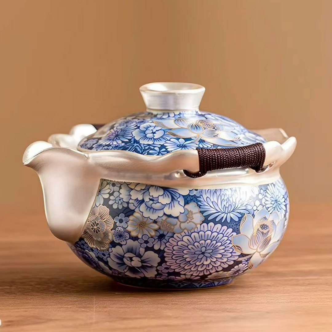 Antique-Style Silver-Plated Ceramic Cup