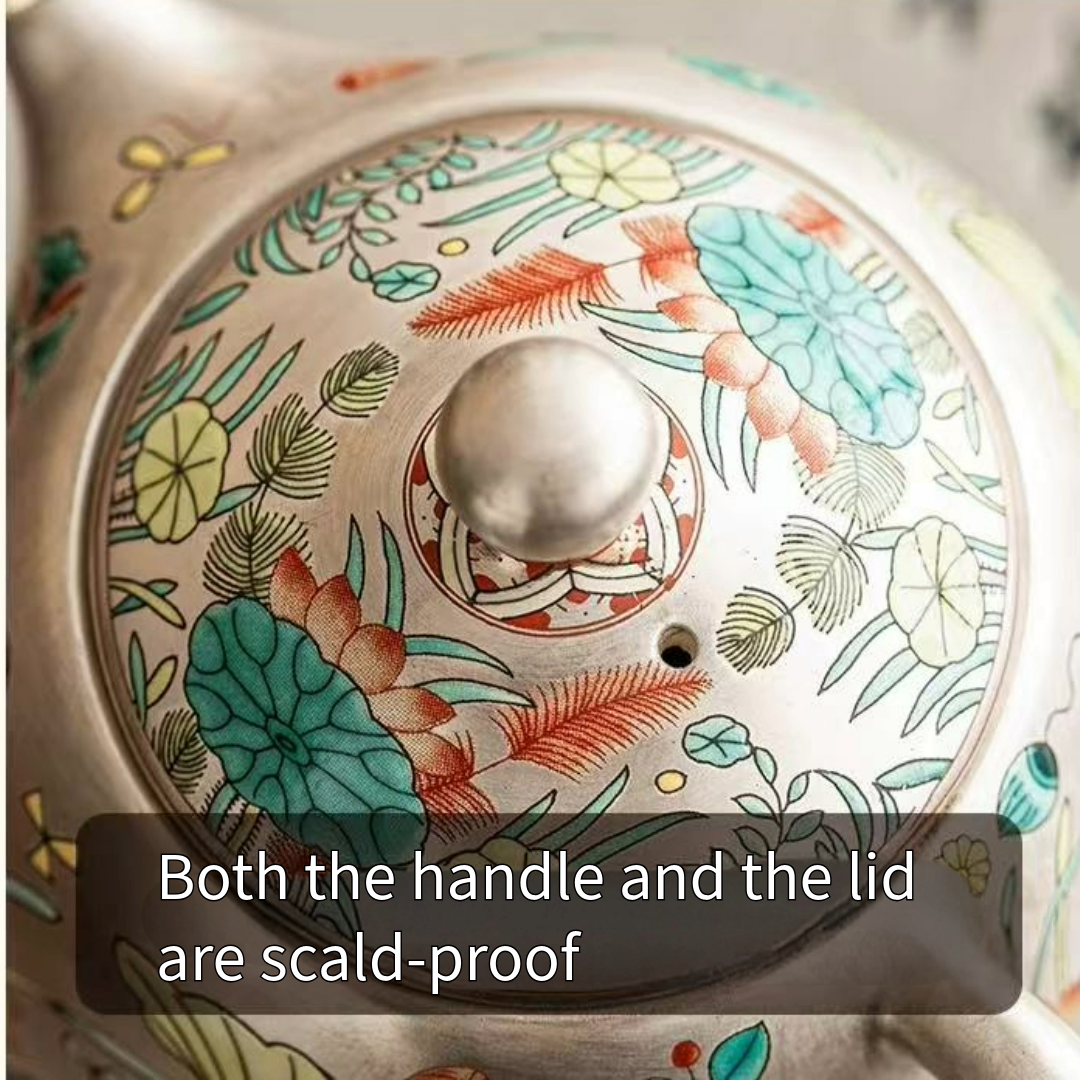 Gilded Silver Ceramic Cup with Fish and Waterweed Design