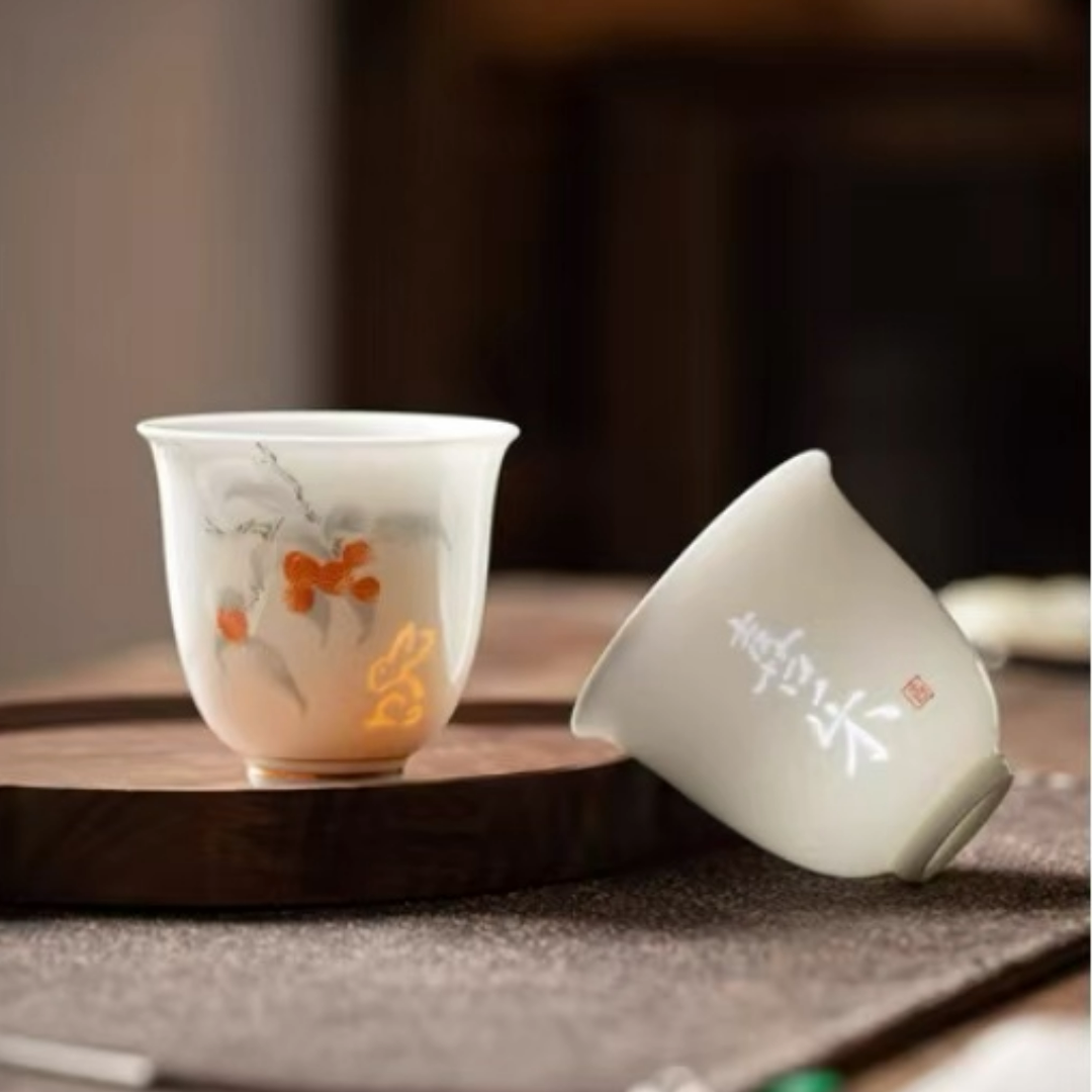 Delicate white porcelain single cup