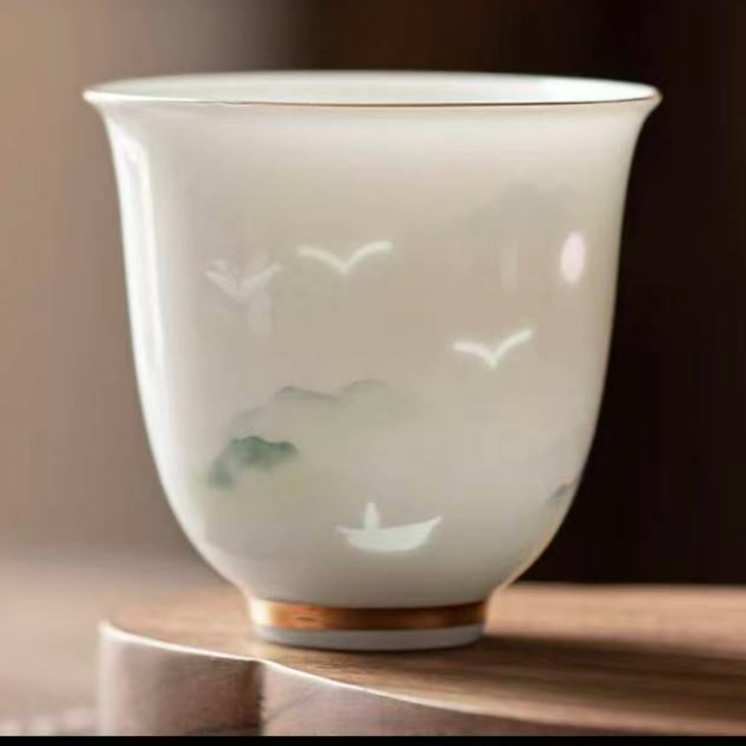 Delicate white porcelain single cup